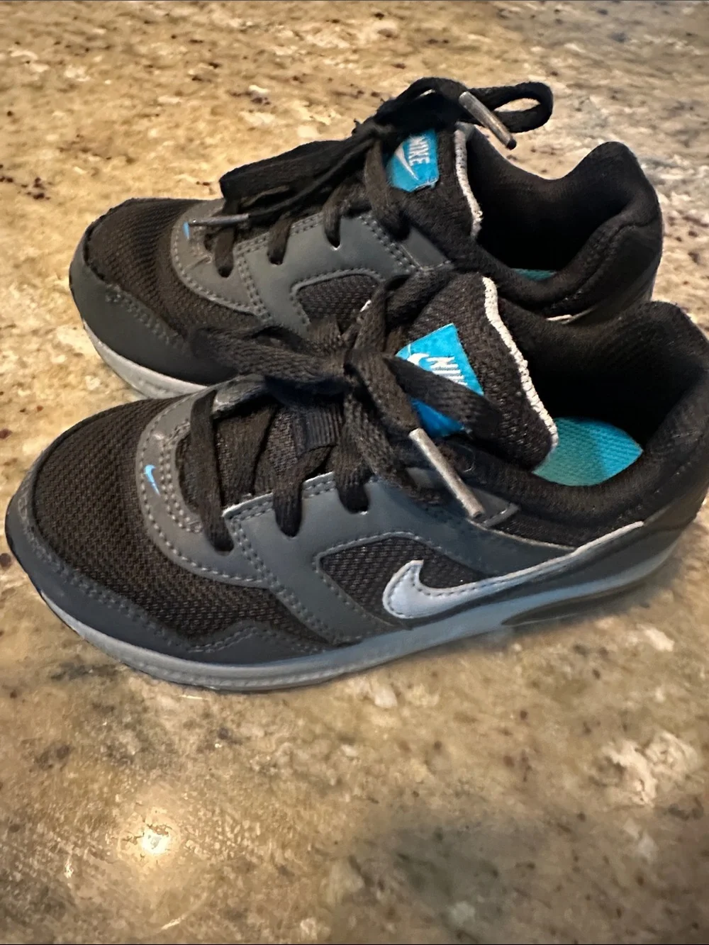 Nike Air Max Kids Black and Gray Sneaker with White Swoosh